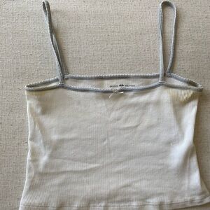 Brandy Melville White Tank Top w/ Light Blue Scalloped Edges and Bow